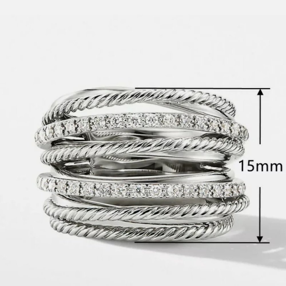 Infinity Jewelry 925 Silver Diamond Ring - Picture 2 of 5